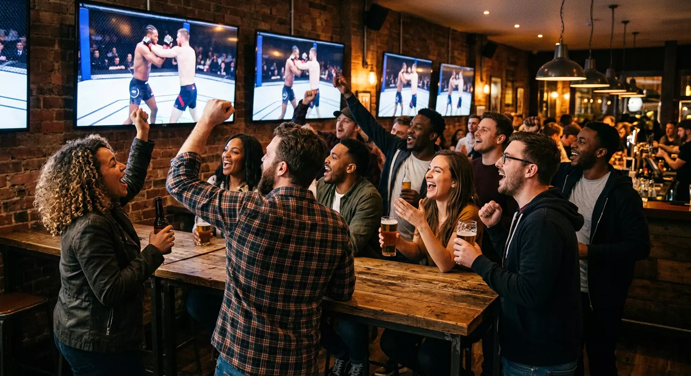Aficionados siguiendo un combate de UFC en directo