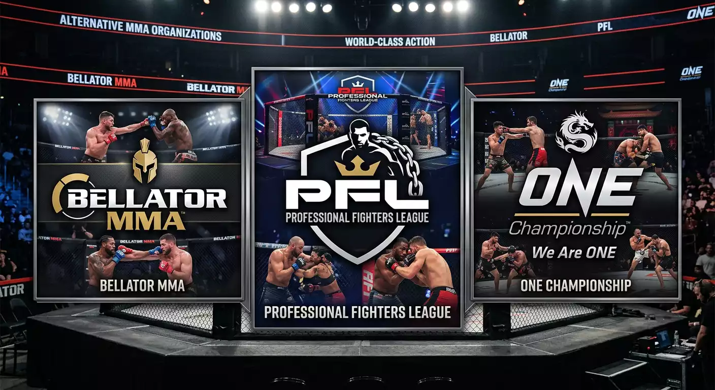 Logos de organizaciones MMA Bellator PFL y ONE Championship