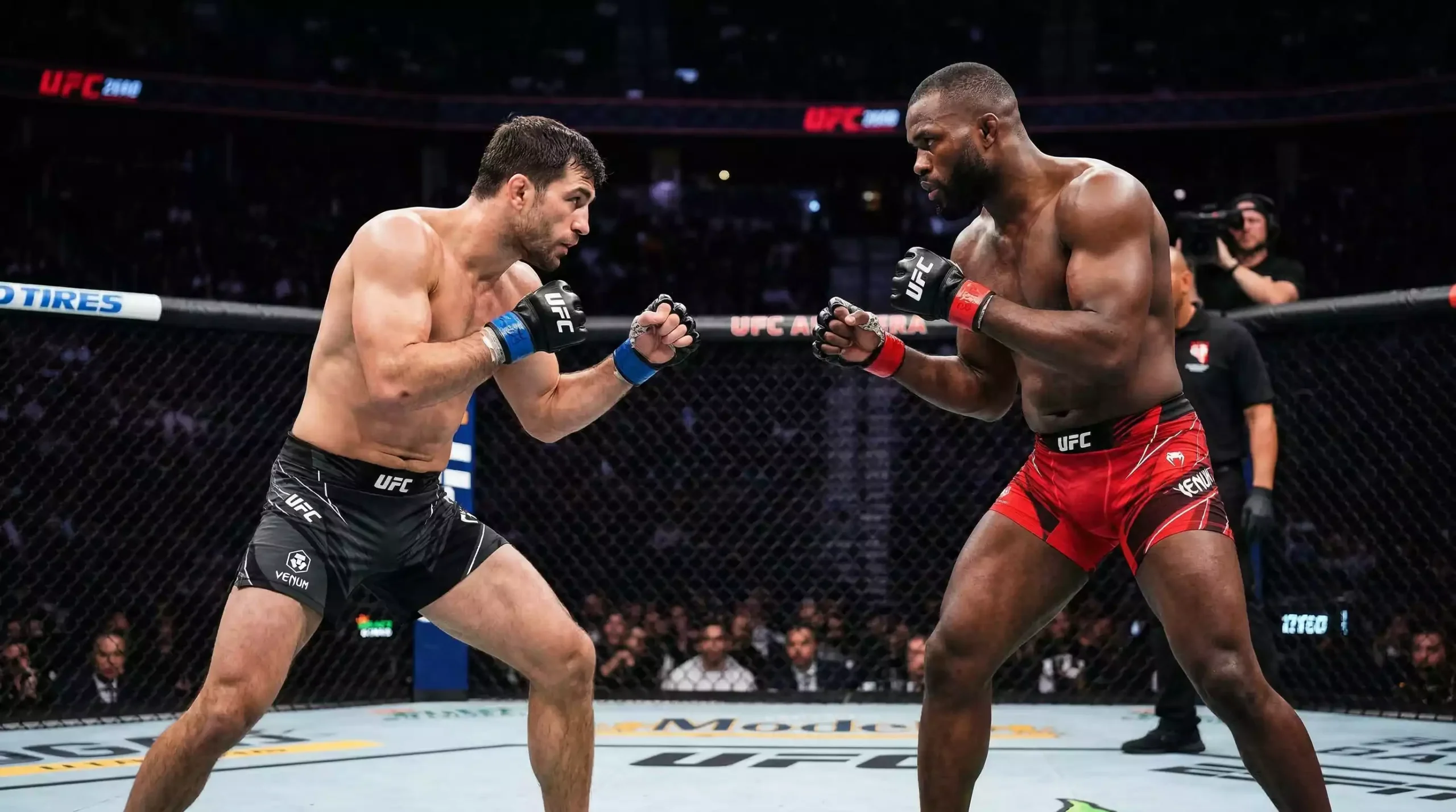 Dos luchadores de MMA cara a cara antes del combate