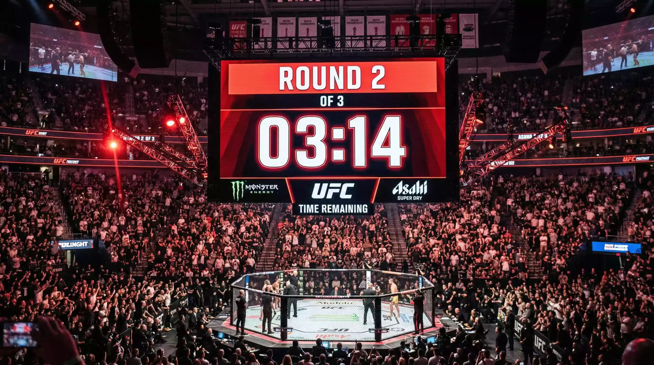 Reloj de cuenta regresiva de round en pantalla de UFC