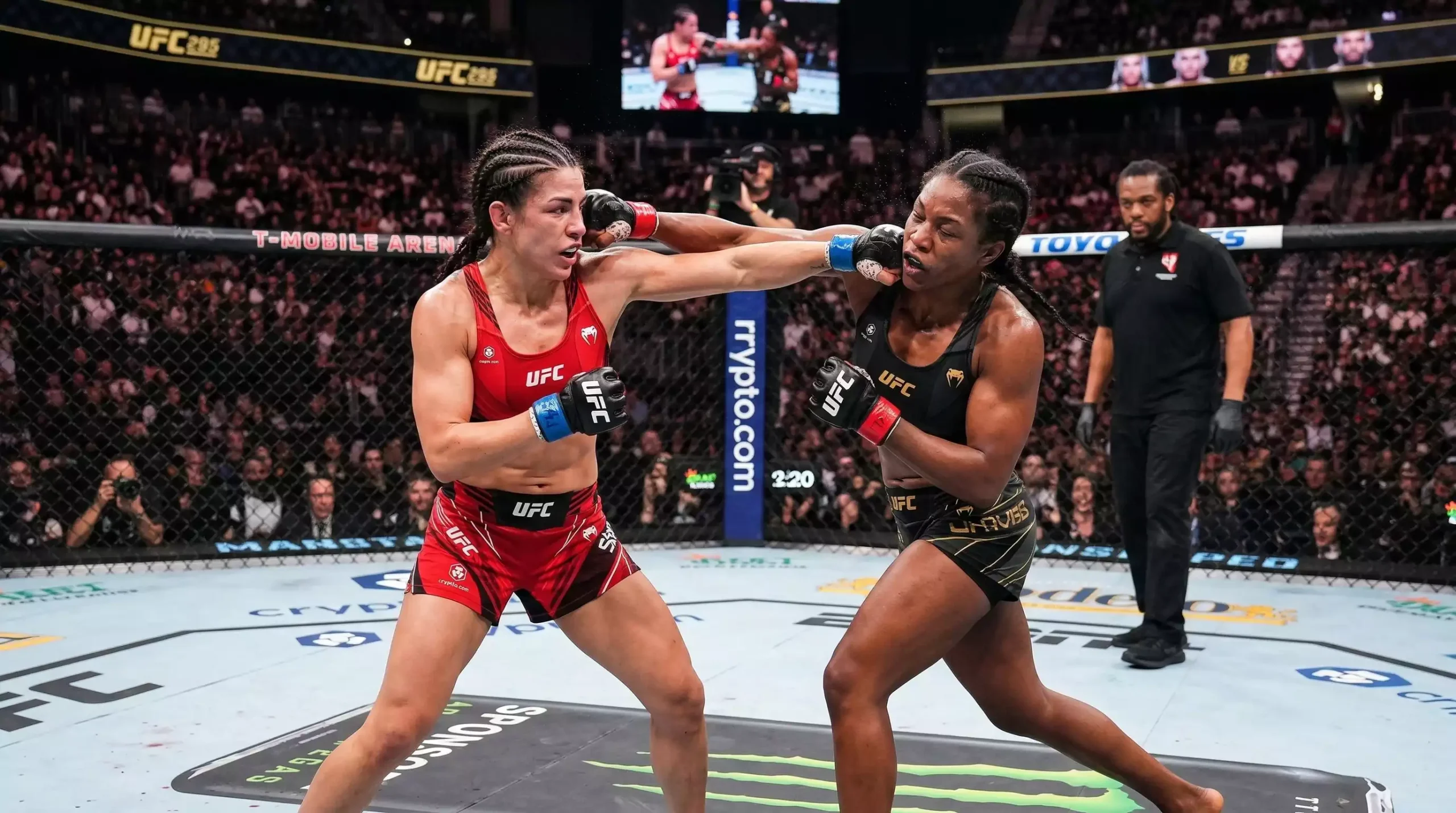 Luchadoras de UFC en combate de división femenina