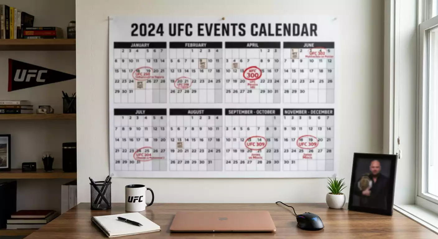 Calendario con fechas de eventos UFC marcadas