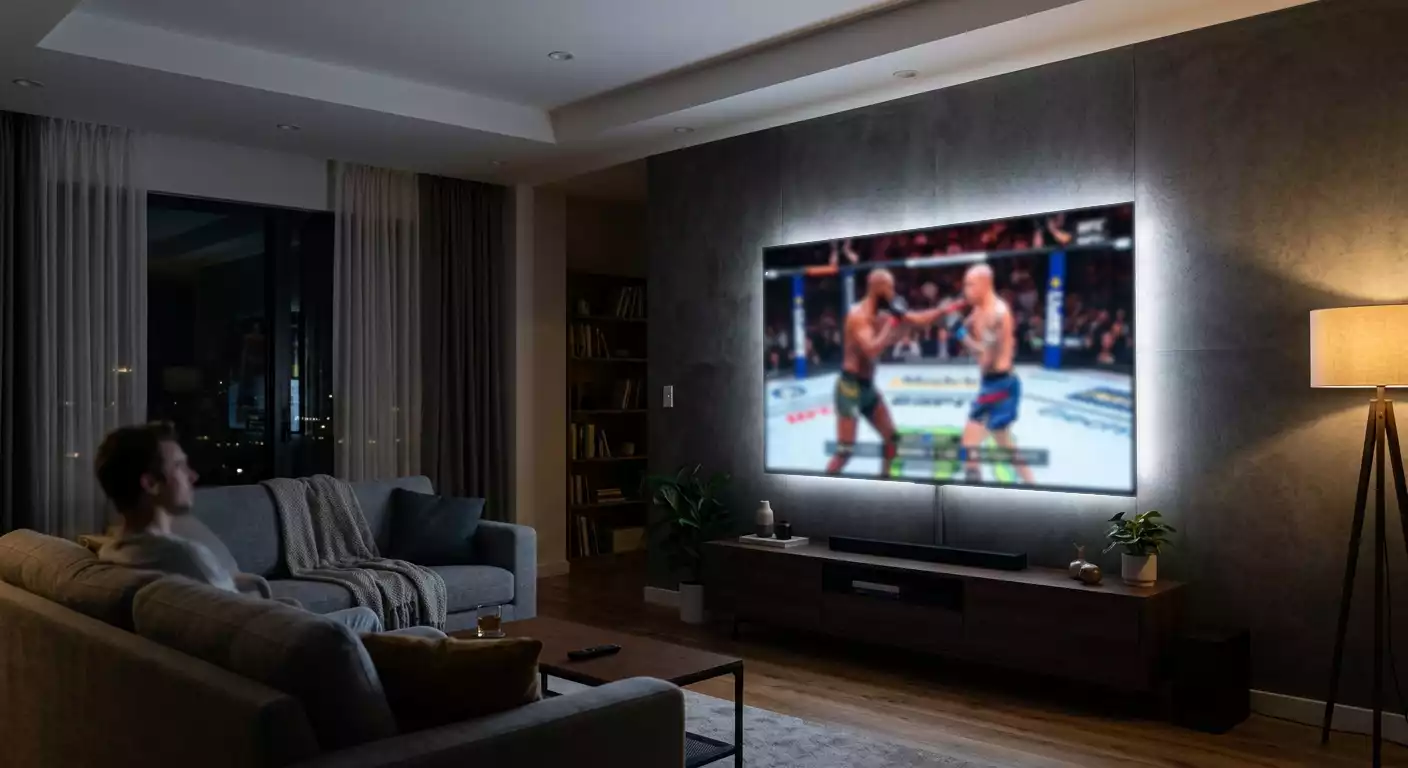 Televisor mostrando evento de UFC en directo
