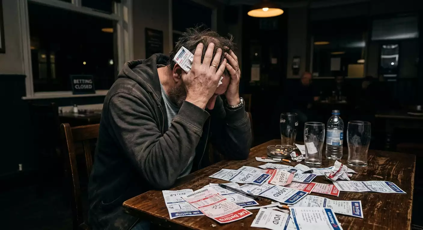 Apostador frustrado con expresión de error cometido