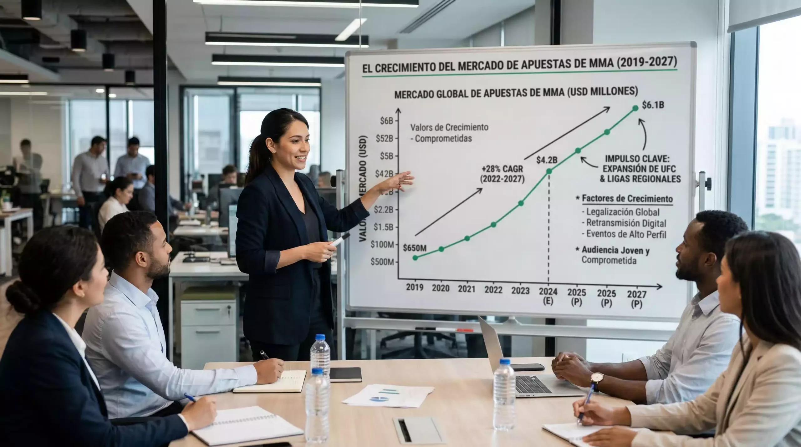 Gráfico de crecimiento del mercado de apuestas MMA