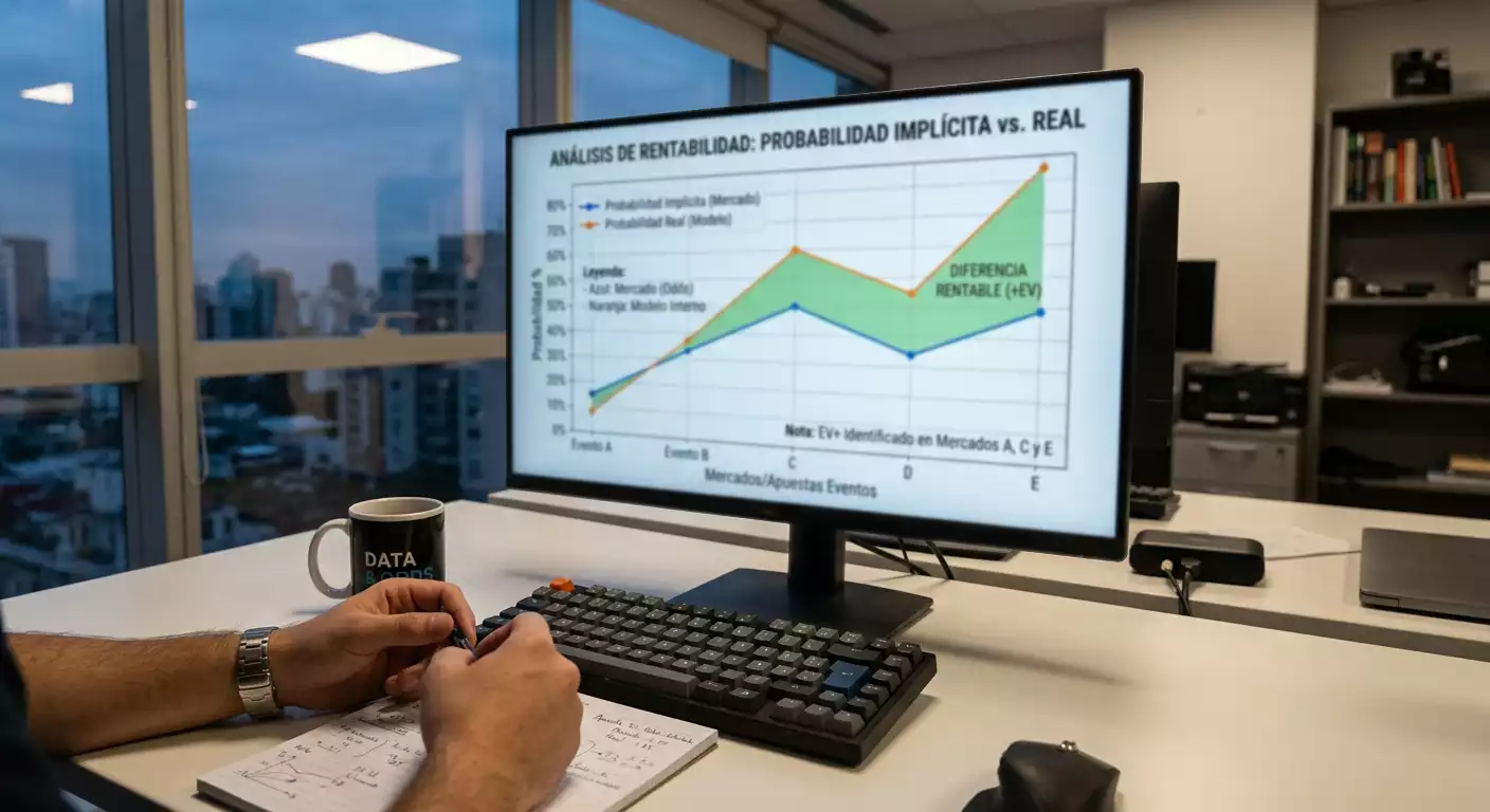 Gráfico comparando probabilidades reales vs cuotas de mercado
